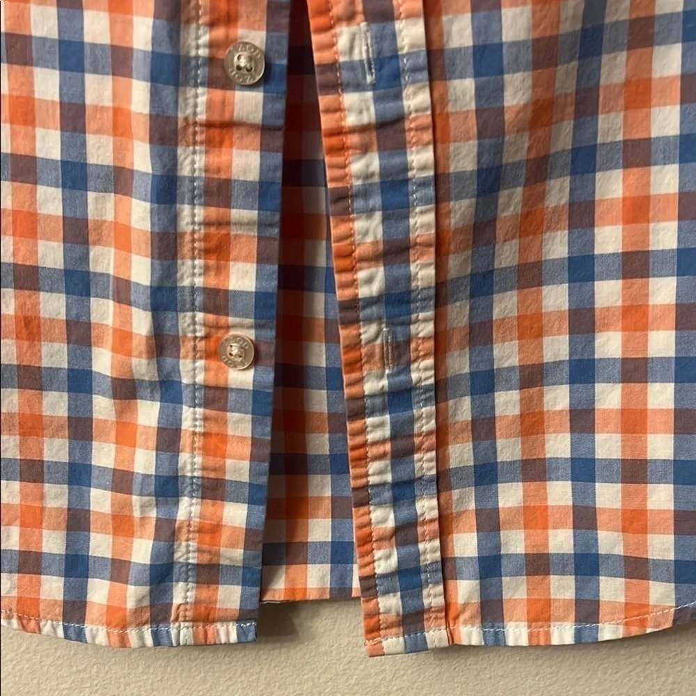 Izod Vibrant Orange and Blue Plaid Button Down Shirt